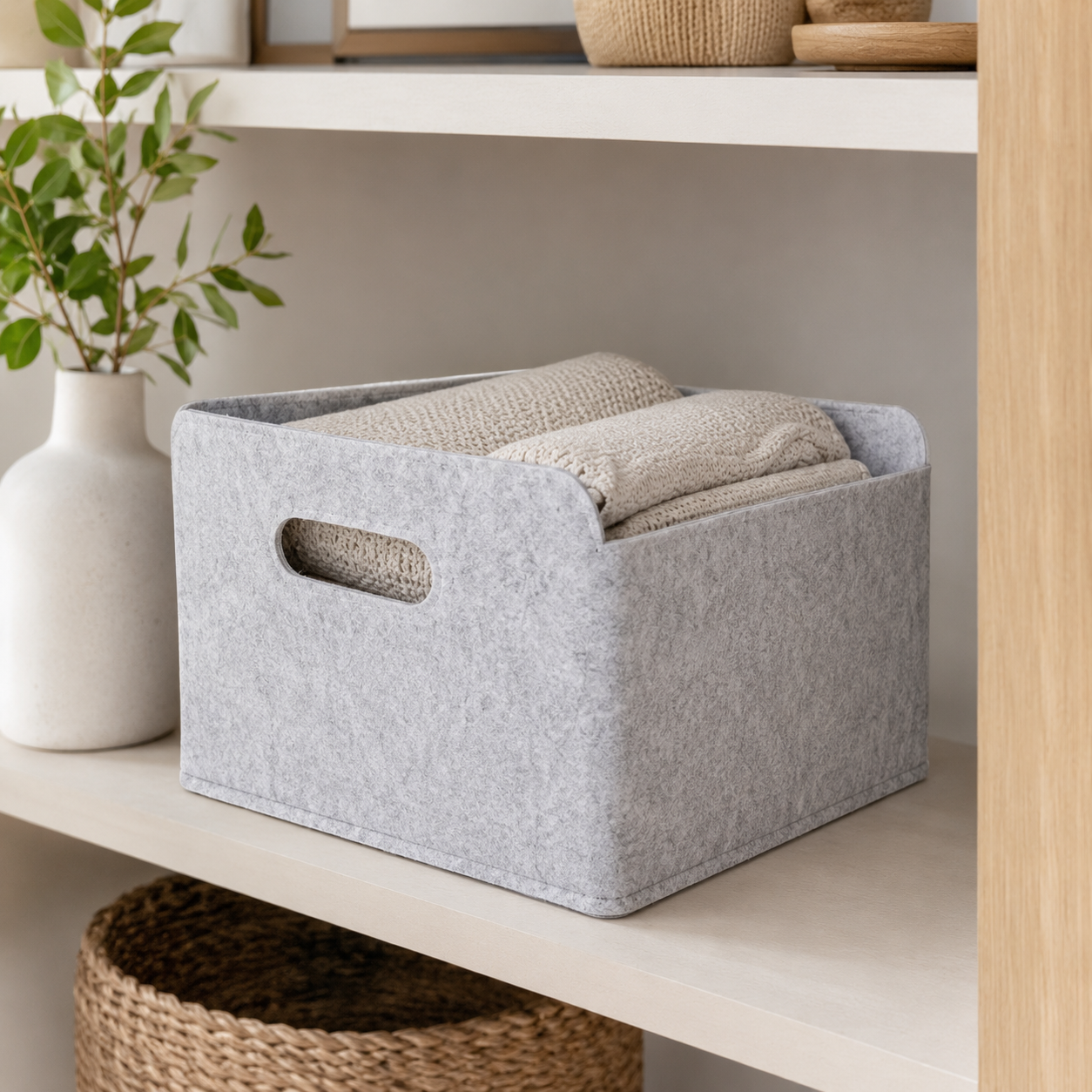 Felt storage basket detail